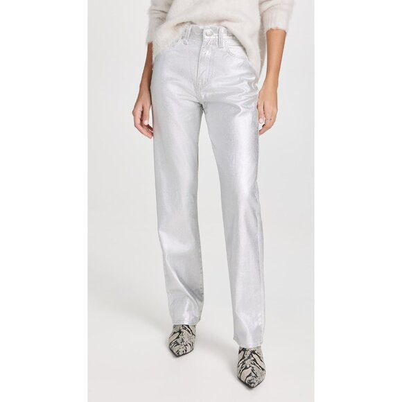 Madewell The '90s Straight Leg Jeans in Silver Foil Size 32 - Picture 3 of 15